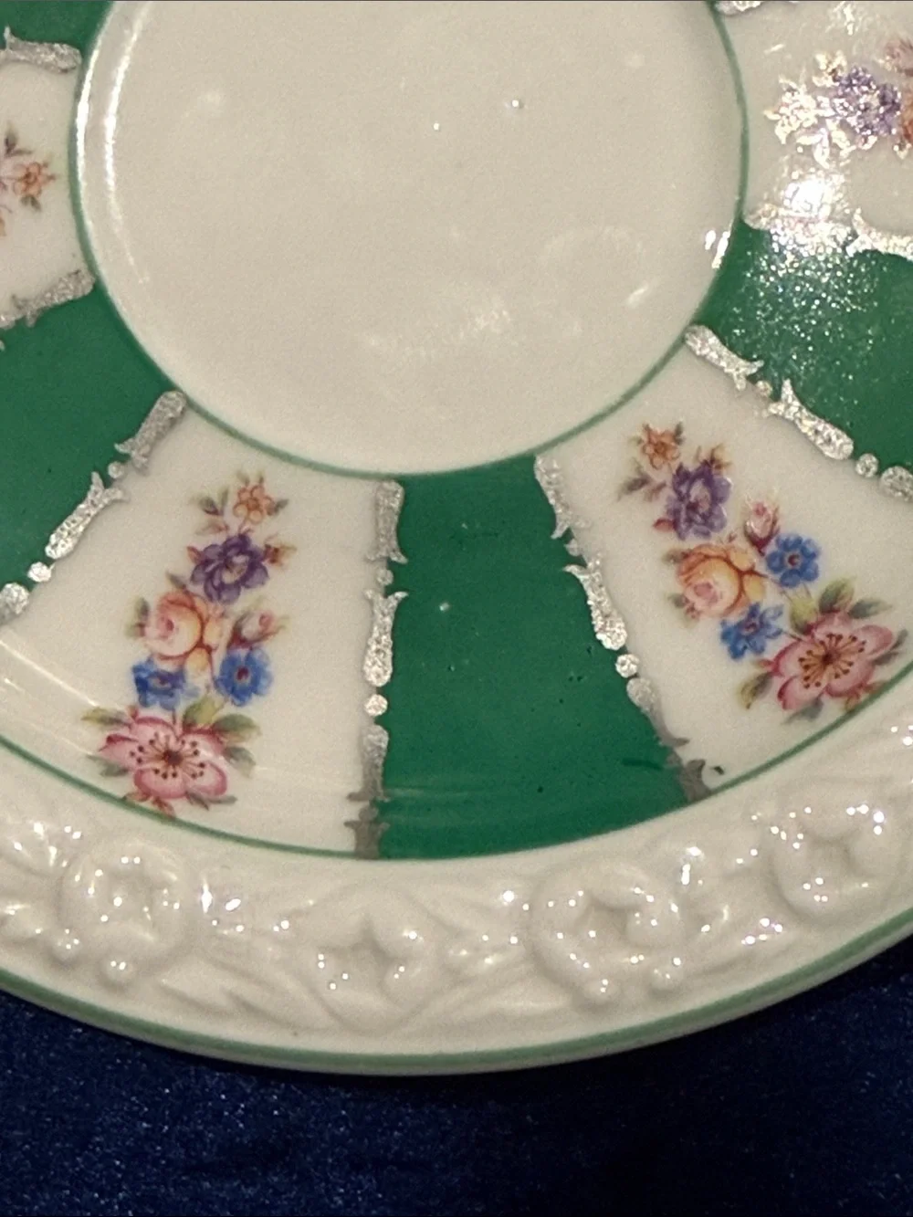 Stunning Rosenthal Maria Demitasse Cup & Saucer Alternating Green & Floral Panel